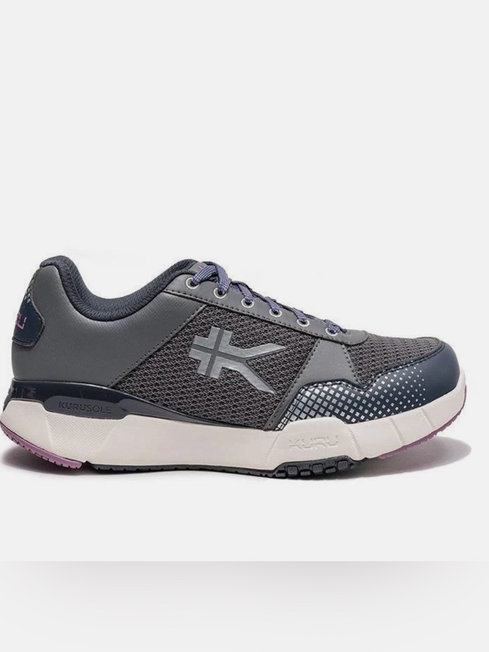 KURU Quantum 2 Women’s Athletic Shoe — Gray with Purple Accents Sz 9 1/2 Wide